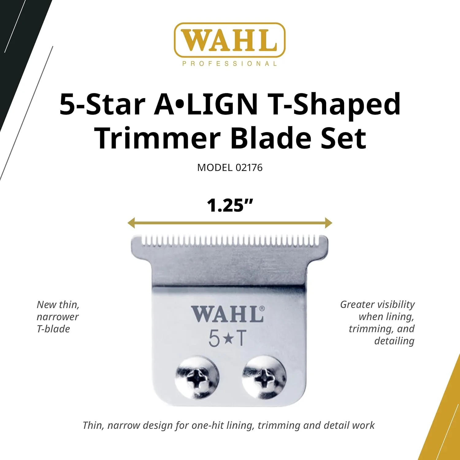 Т-образное лезвие Wahl Professional Align, высокоточная замена, нержавеющая сталь, простая установка, долговечное, подходит для триммеров Align. — фото 2