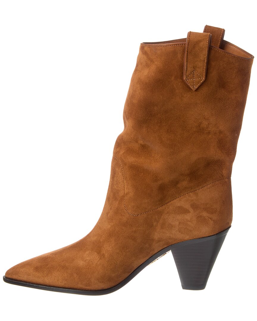 Ботильоны-ковбойки Aquazzura Boogie Suede, коричневый — фото 2