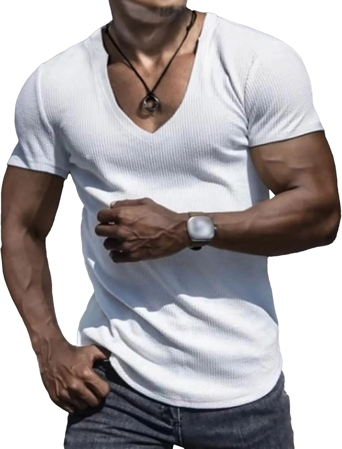 

Мужская футболка Maiyifu-GJ с V-образным вырезом, Slim Fit, для тренировок