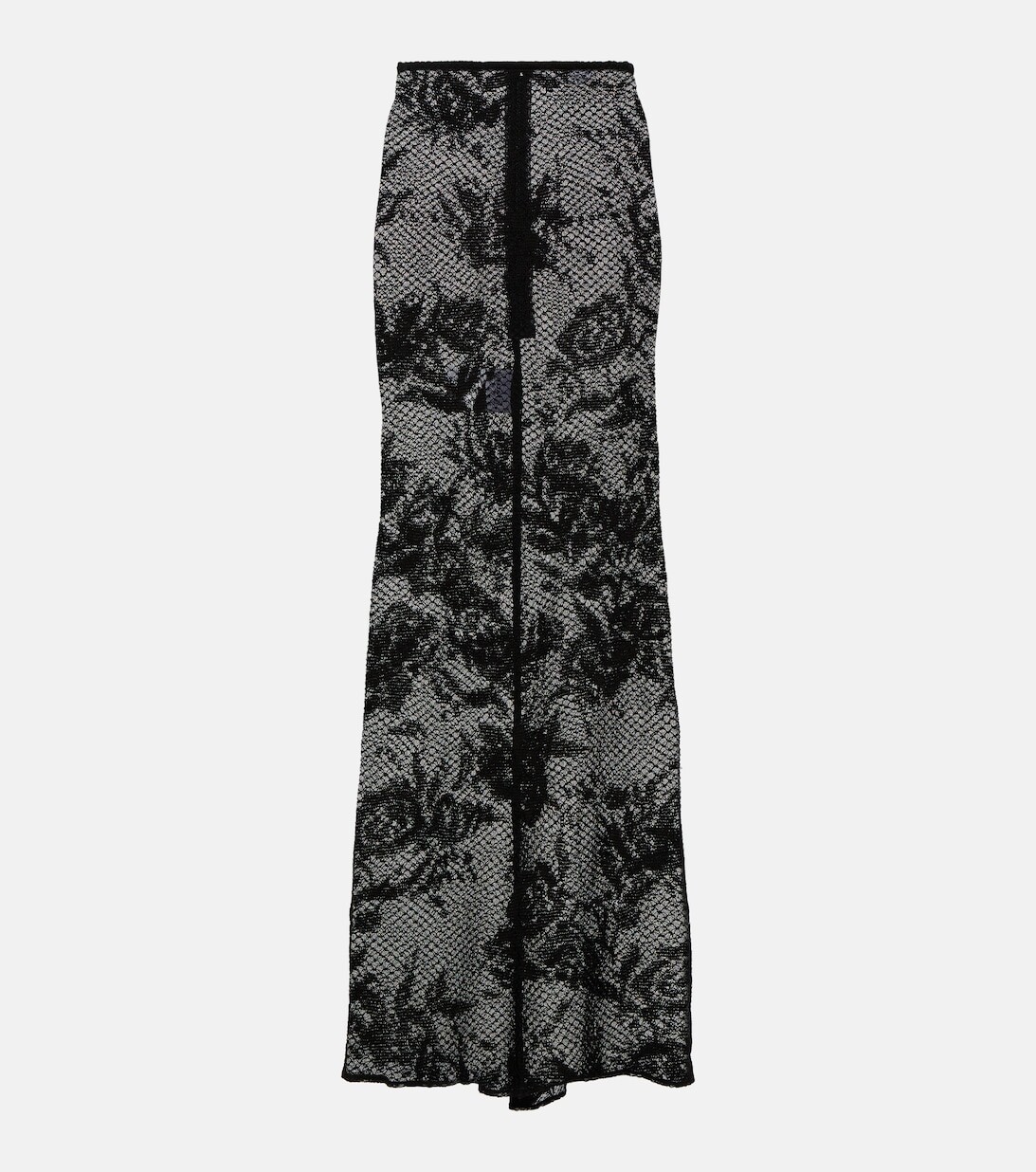 

Сетчатая юбка макси с цветочным принтом ALAÏA, черный