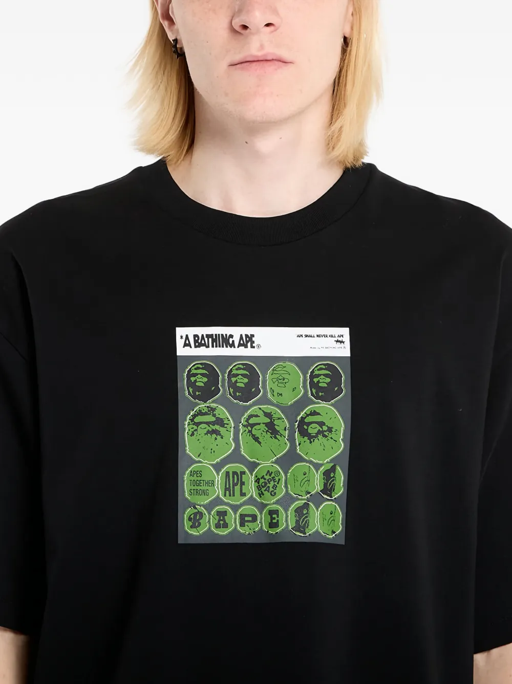 Футболка с принтом-наклейкой A Bathing Ape, черный — фото 4