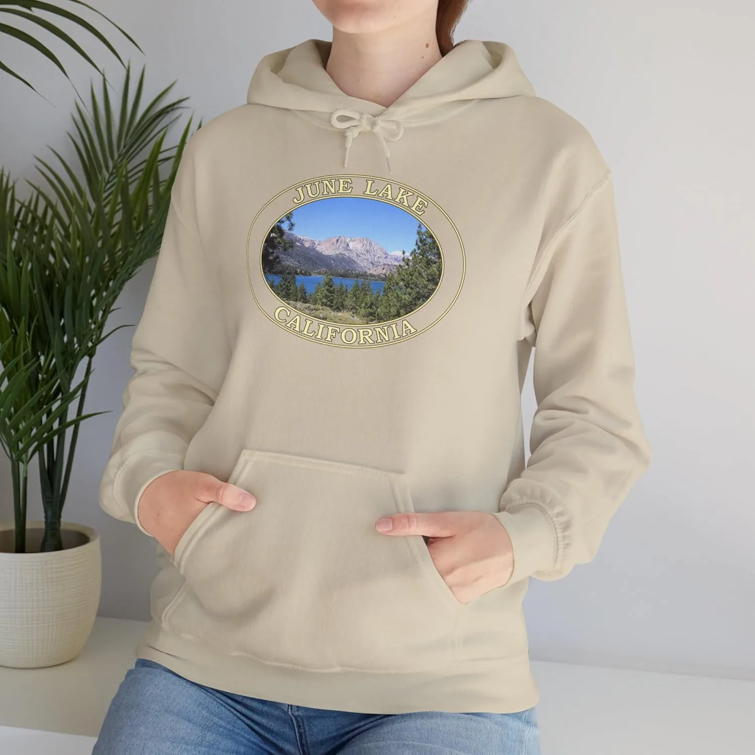 Худи June Lake California - Уютная толстовка GentleSeas с дизайном Mountain Lake - Мягкий теплый флис для любителей природы GENERIC, Sand — фото 3