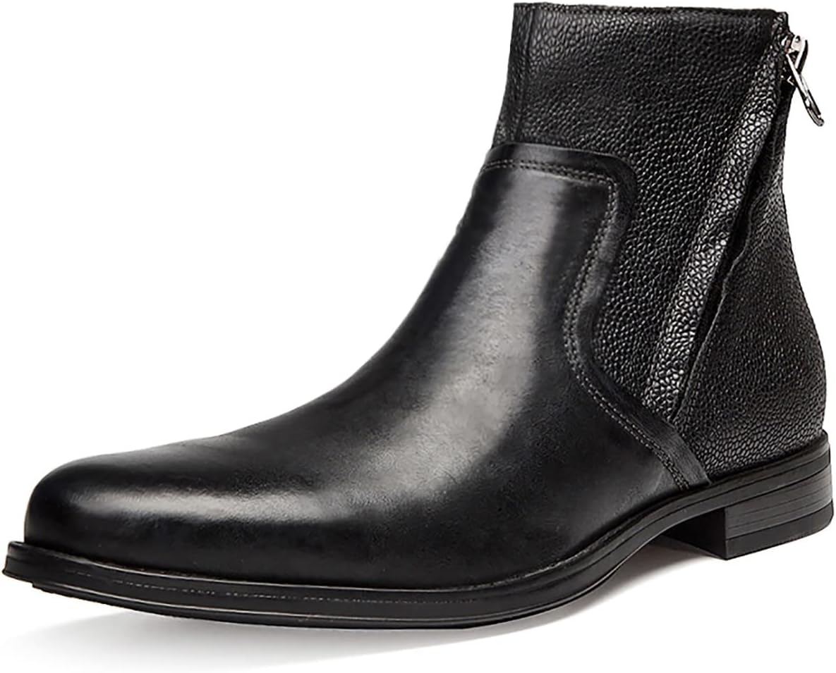 

Сапоги Santimon Cowboy для мужчин, повседневные кожаные с двойной молнией, вестерн Челси, модные, для вечеринок, на щиколотку, мотоциклетные, для мужчин и мальчиков, черный