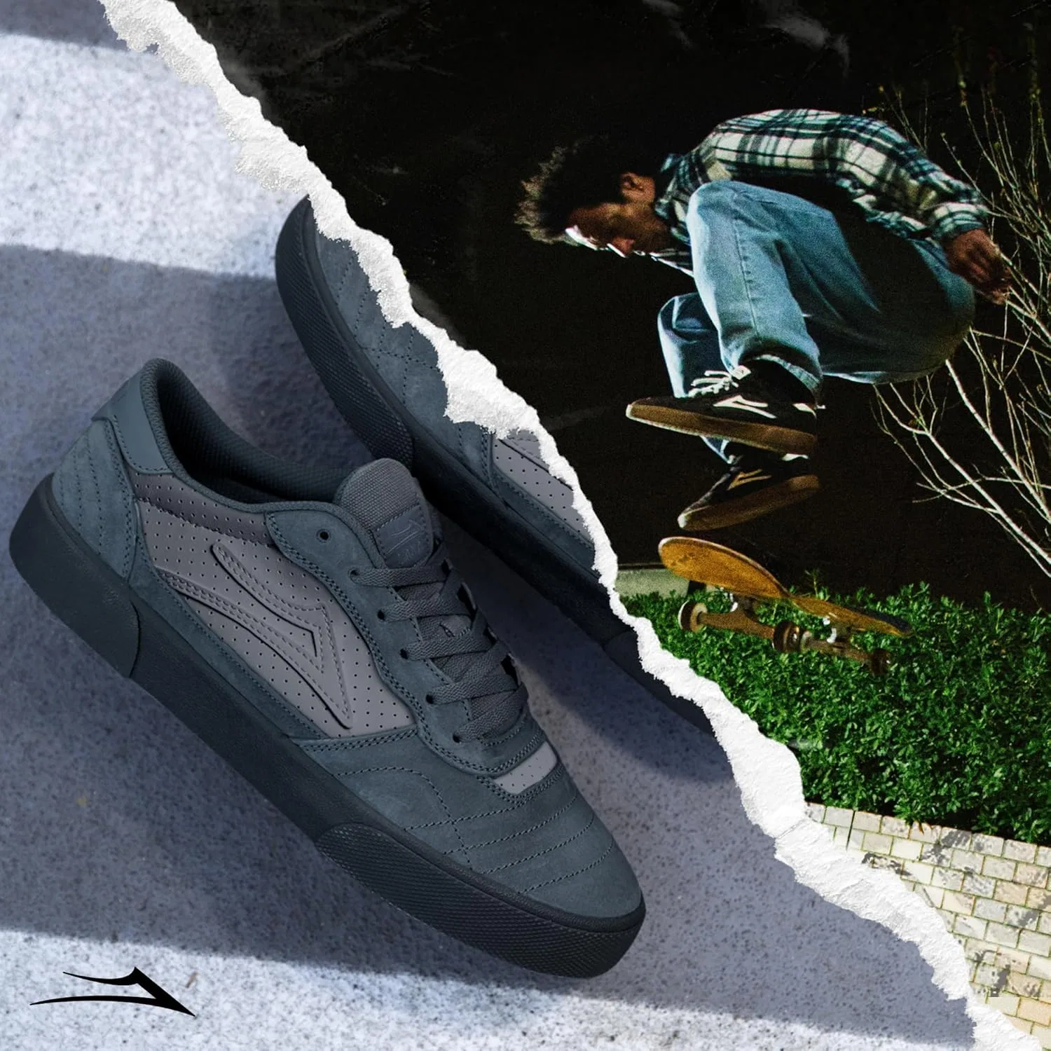 Мужские низкие скейтбордистские кроссовки Lakai Cambridge, Dark Grey Suede — фото 2