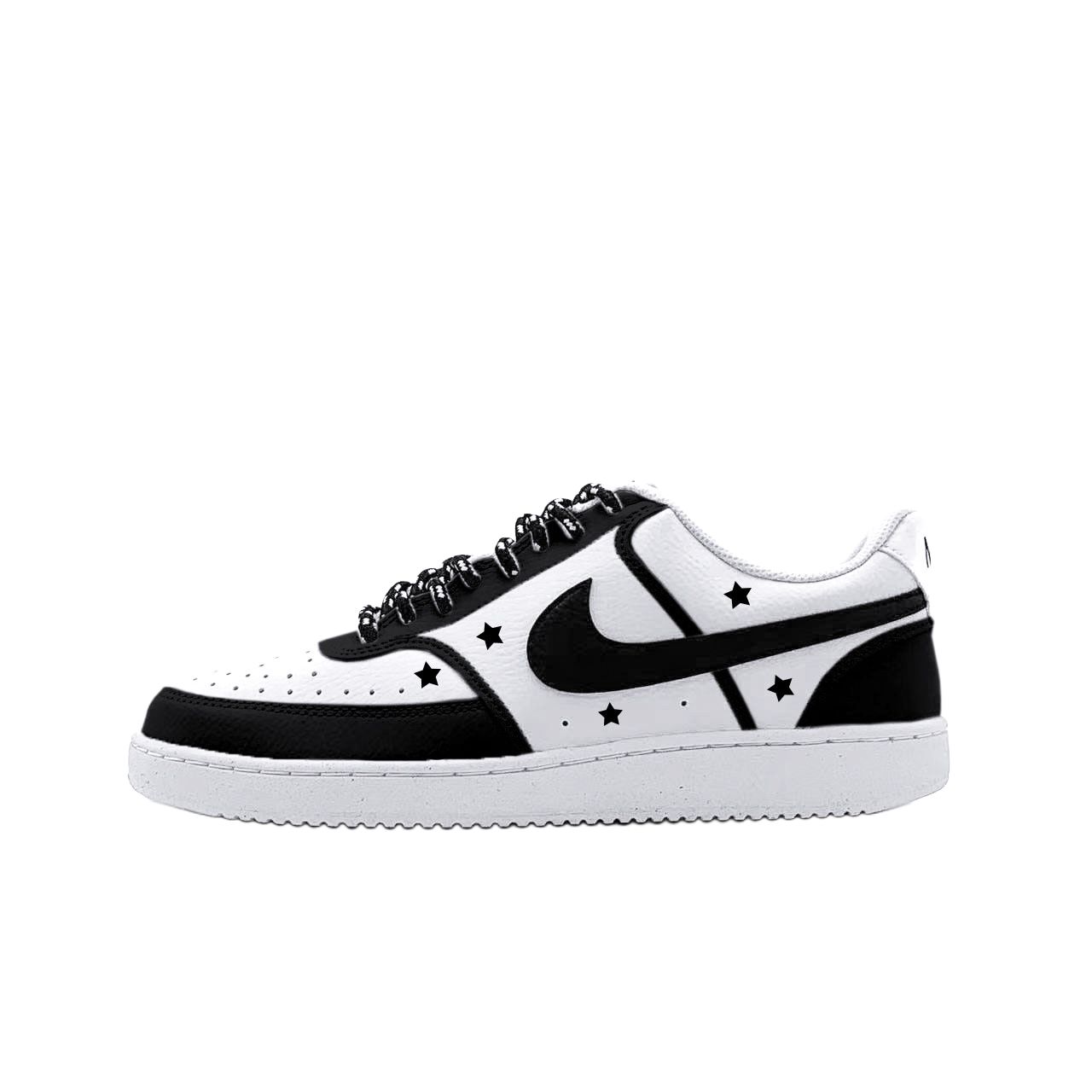 

Nike Court Vision 1 White Ink Star Orbit Cushioning, износостойкие низкие кроссовки для скейтбординга мужские Black White