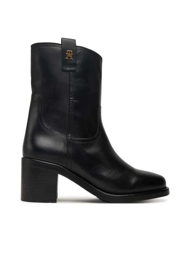 Ботильоны Riding Lthr Mid Boot Block Heel FW0FW08776 Tommy Hilfiger, черный