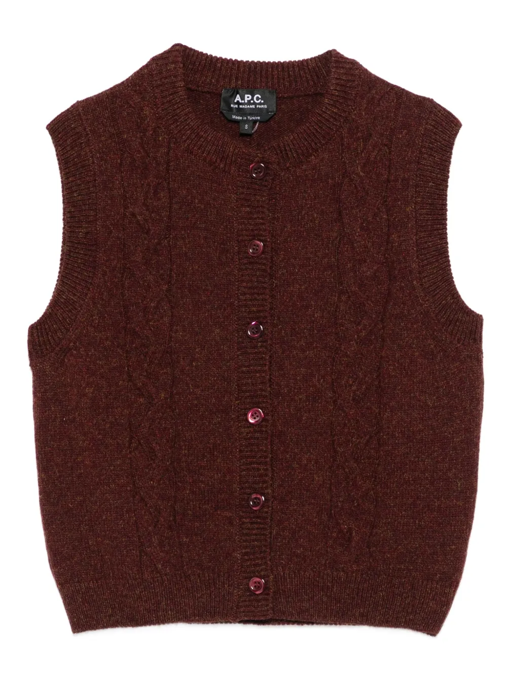 

Жилет без рукавов с фактурной вязаной косичкой A.P.C., красный
