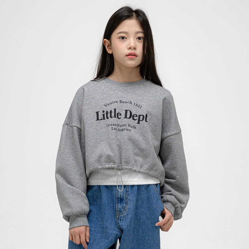 Детский укороченный свитшот Little Dept с логотипом, серый — фото 4