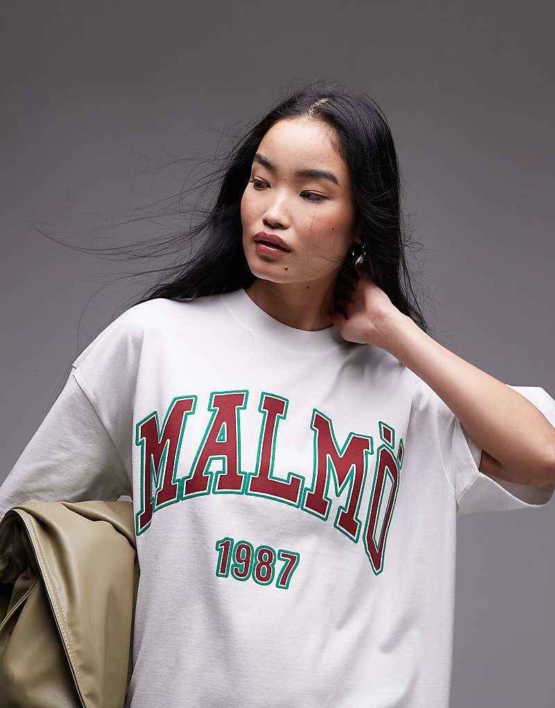 

Белая футболка oversize Topshop Premium "Malmö"