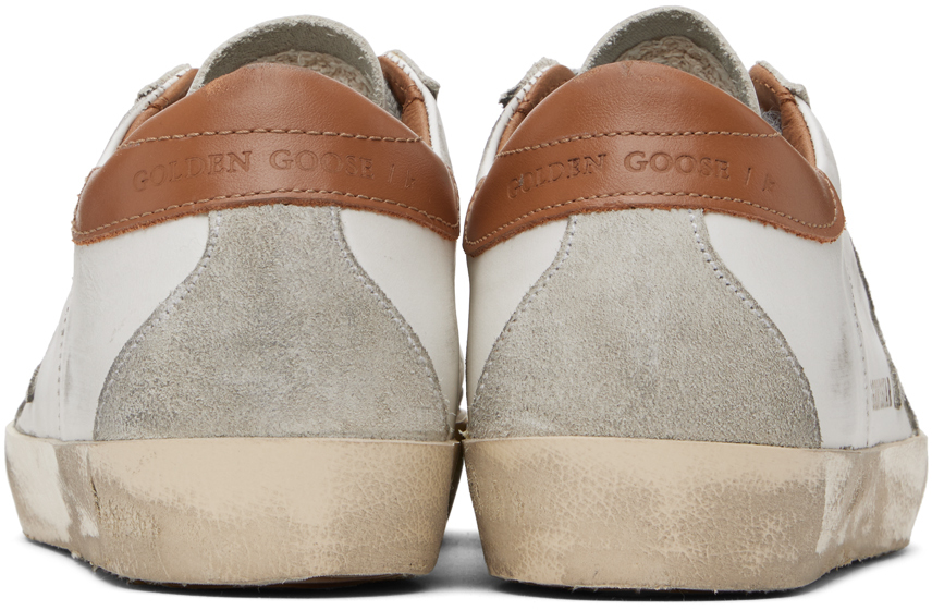 Эксклюзивные белые и коричневые кроссовки Super-Star от SSENSE Golden Goose — фото 2