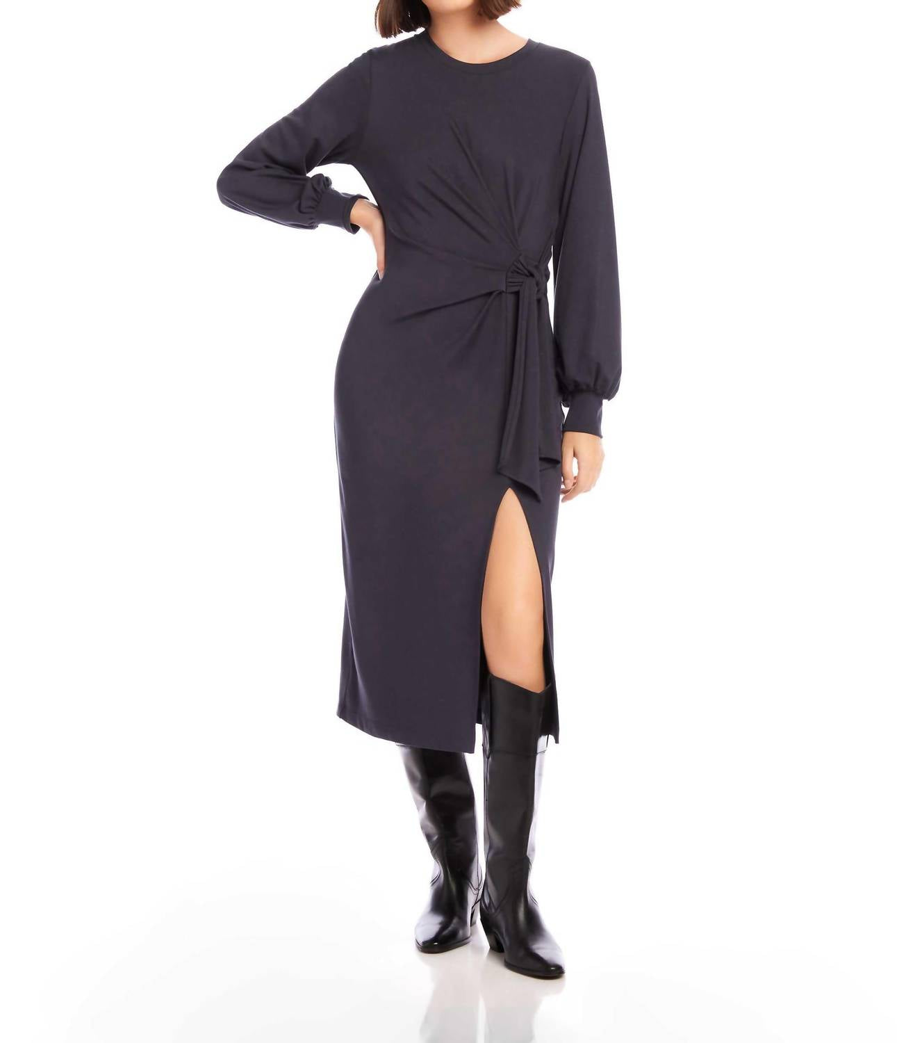 

Платье миди Addie с боковым разрезом в цвете гранит Fifteen Twenty, Granite