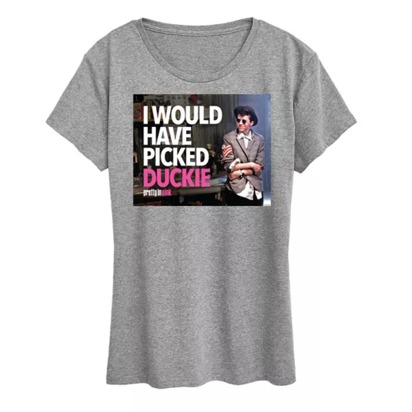 

Женская футболка Pretty in pink с принтом уточки Licensed Character, серый