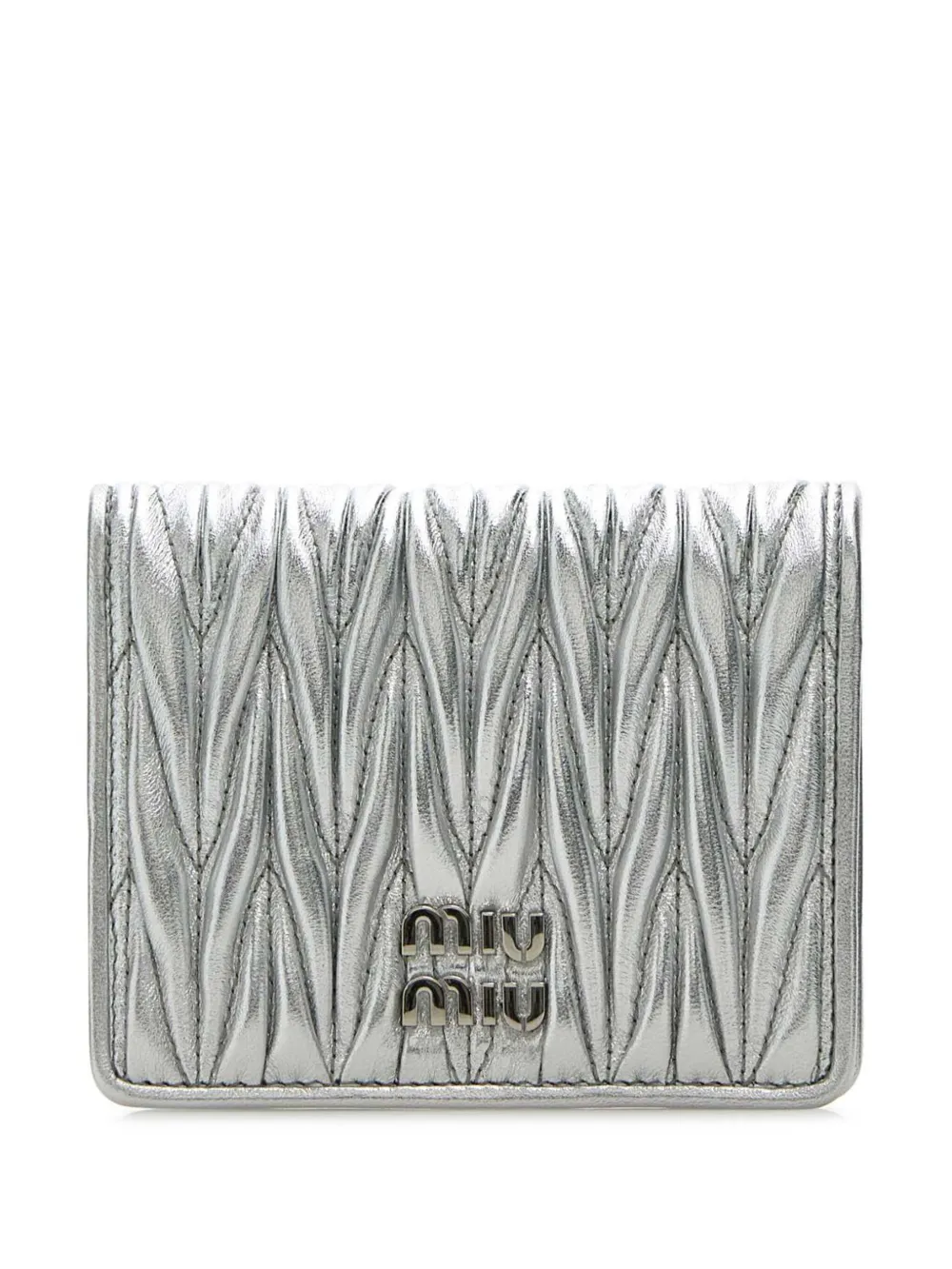 

Маленький стеганый кошелек MIU MIU, серебряный