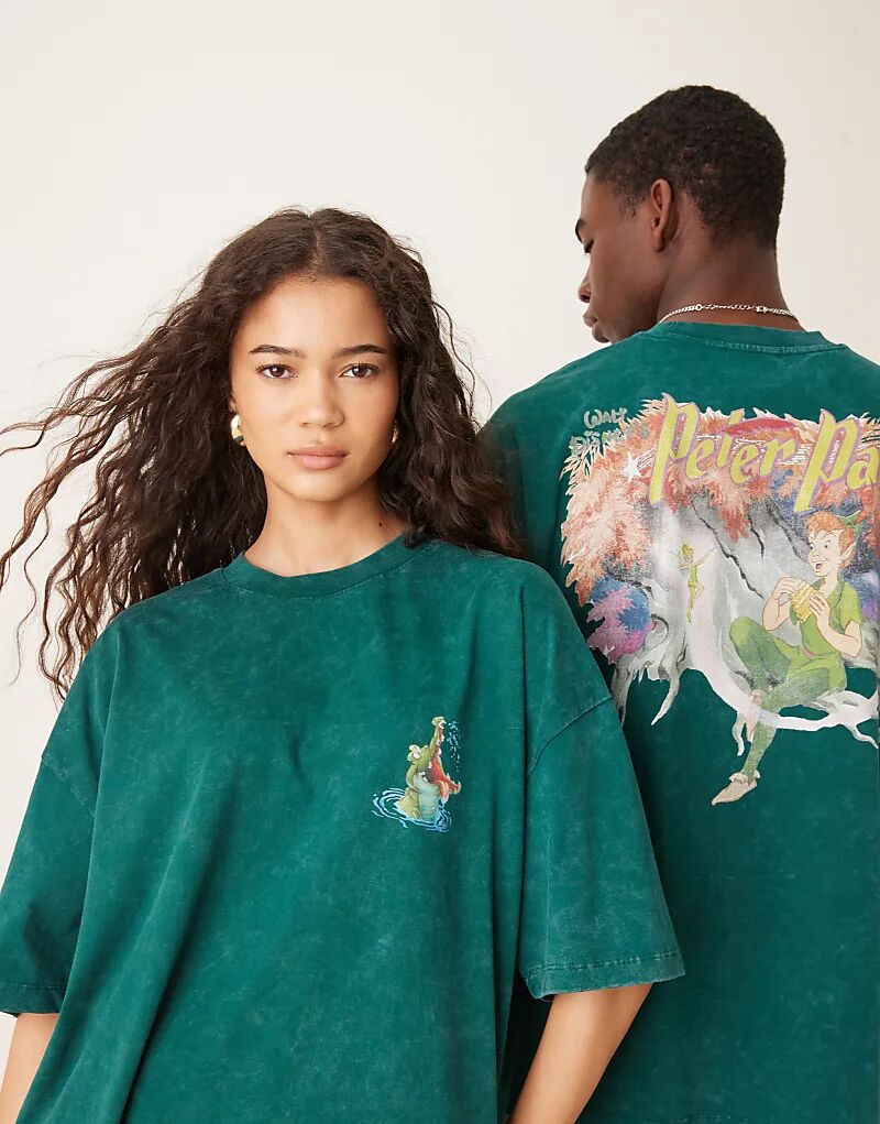

Футболка унисекс оверсайз от ASOS DESIGN Disney с принтом Питера Пэна в выбеленном зеленом цвете