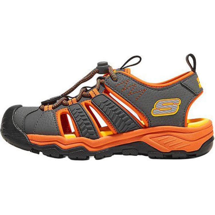 

Детские сандалии с низким верхом, устойчивые к скольжению, темно-серые Skechers Kids, серый/оранжевый
