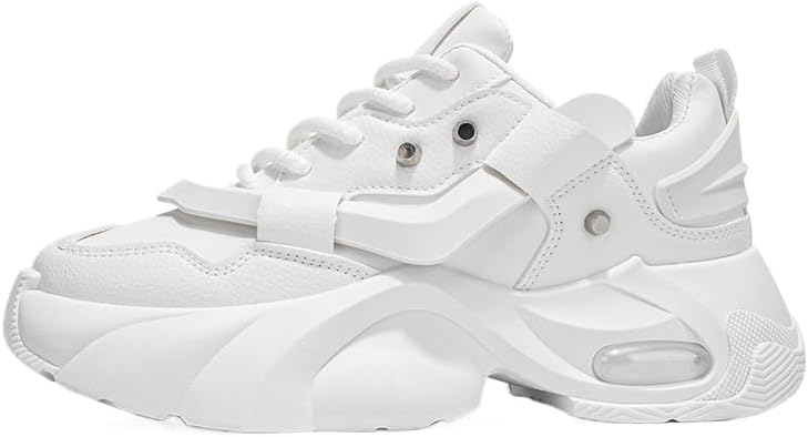 

Кроссовки Chunky для мужчин, мужские модные кроссовки - прочные, на платформе, высокие повседневные туфли, с толстой подошвой, с шнуровкой, для улицы и повседневной носки Hhhchpm, белый