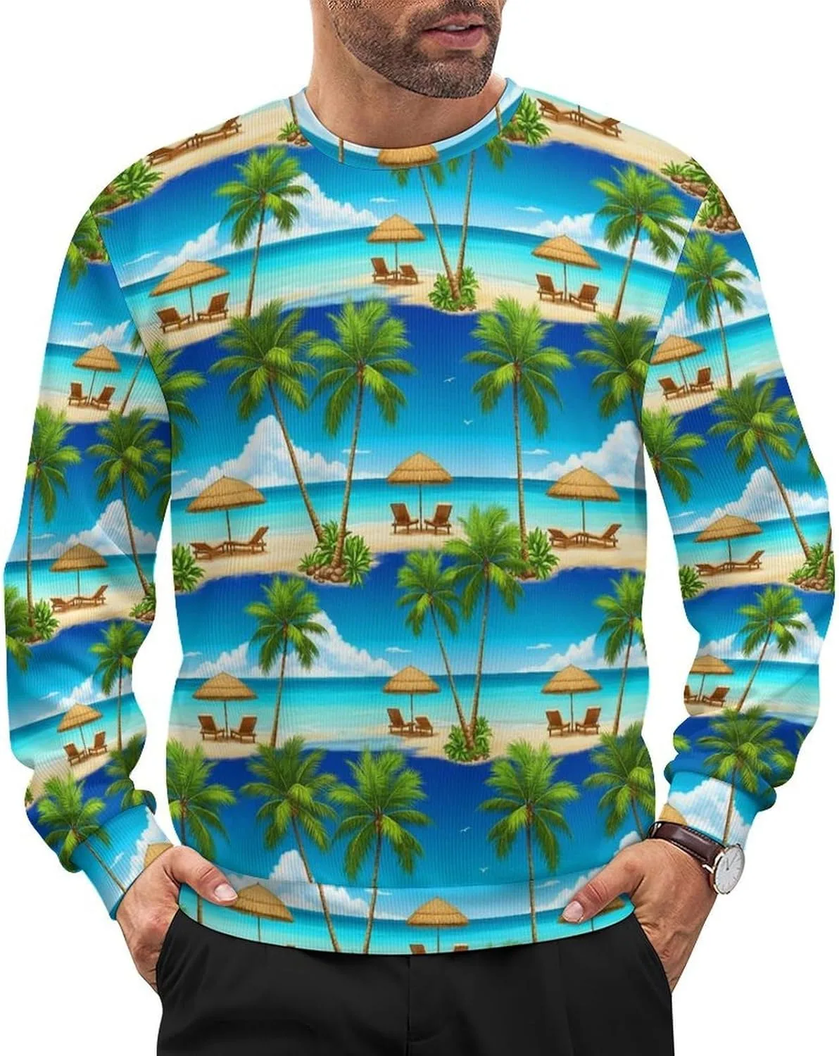 

Мужской свитер с круглым вырезом вязаный пуловер VAFZASC