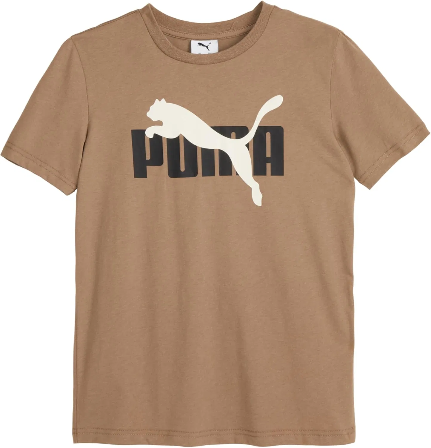 Детский комплект PUMA из 3 предметов: футболка с коротким рукавом из хлопкового трикотажа и соответствующие трикотажные брюки, серо-коричневый — фото 2