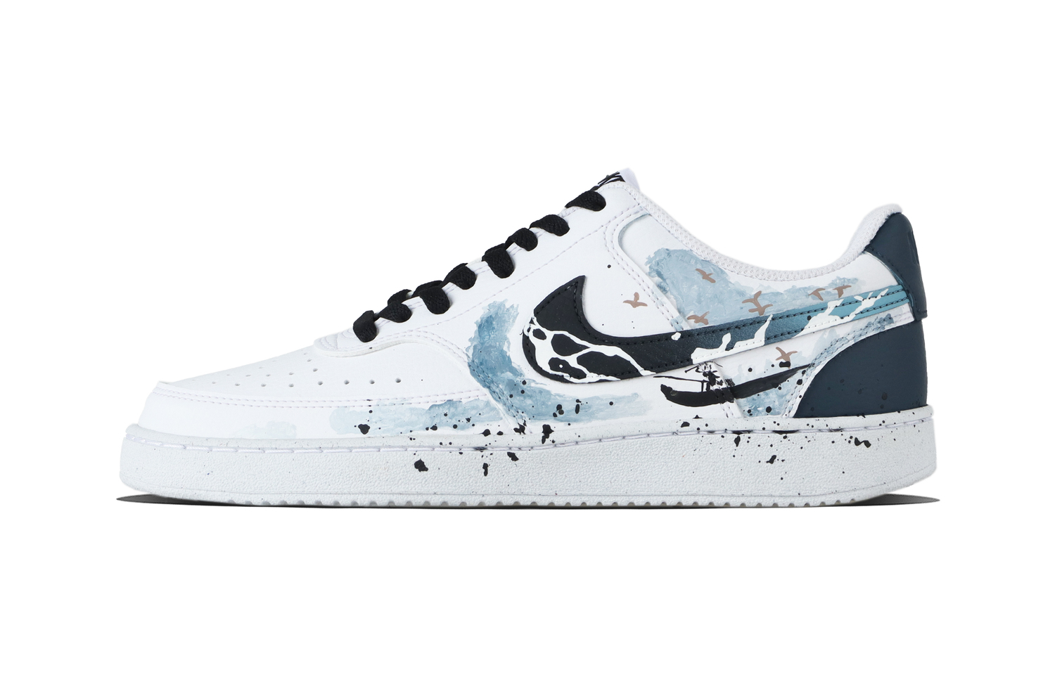 

Nike Court Vision 1 Indigo Wave Abrasion Resistant Low top Skateboard Shoes Unisex Black