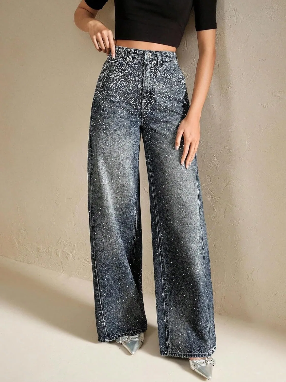 Джинсы свободные Baggy, Bleached Dazzling Wide Leg, Blue — фото 2