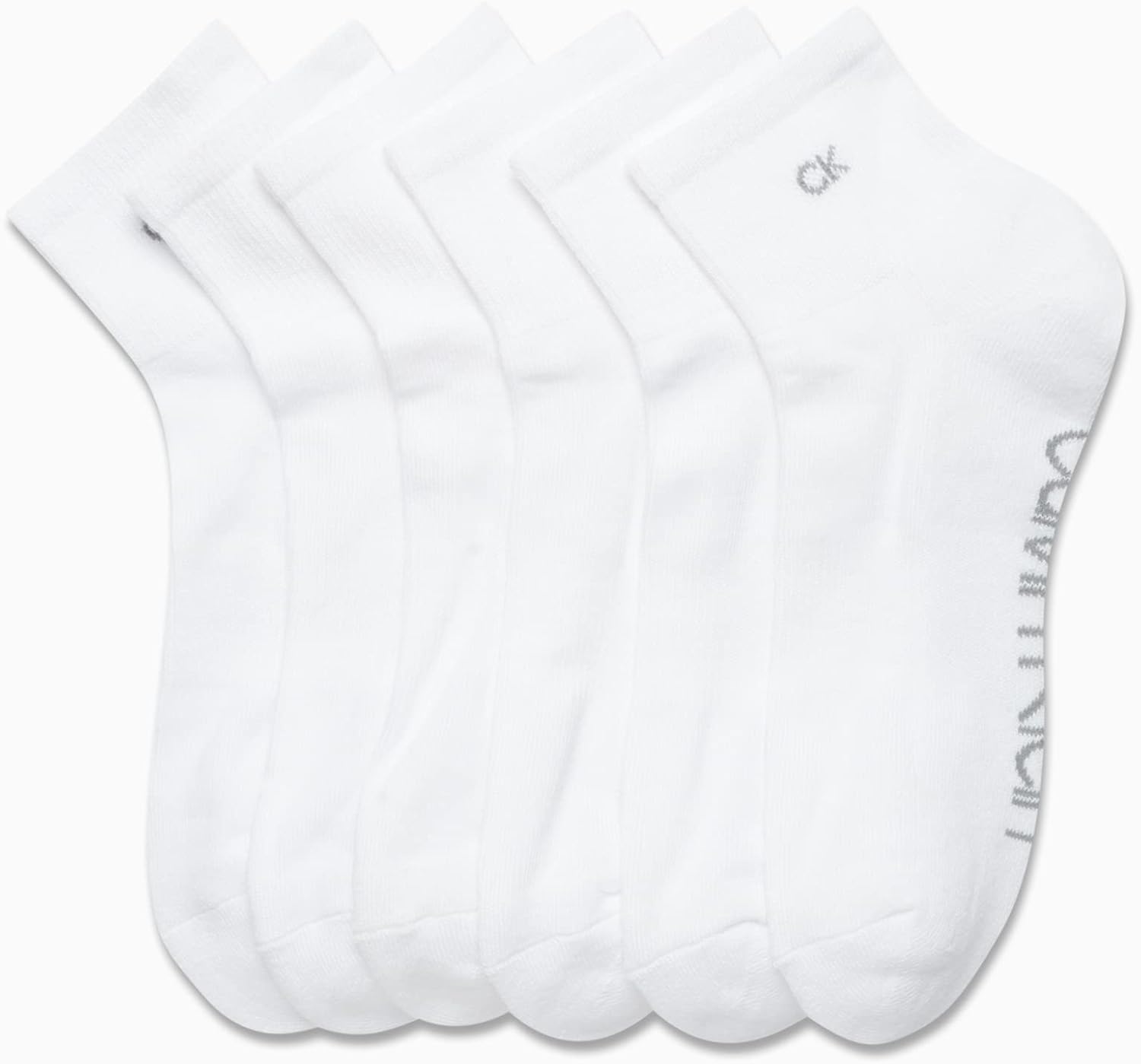 Мужские носки Calvin Klein High Quarter - 6 пар дышащих мягких амортизирующих мини-носков для мужчин (размер обуви: 7-12), Pure White — фото 3