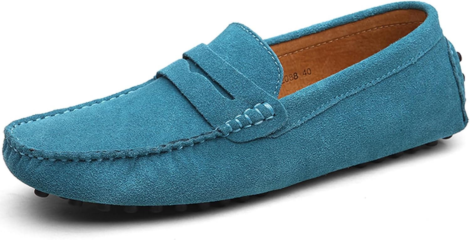 

Мужские лоферы WUIWUIYU, повседневные слипоны, мягкие пенни-лоферы для мужчин, легкие замшевые большие размеры, обувь, мокасины, бирюзовый