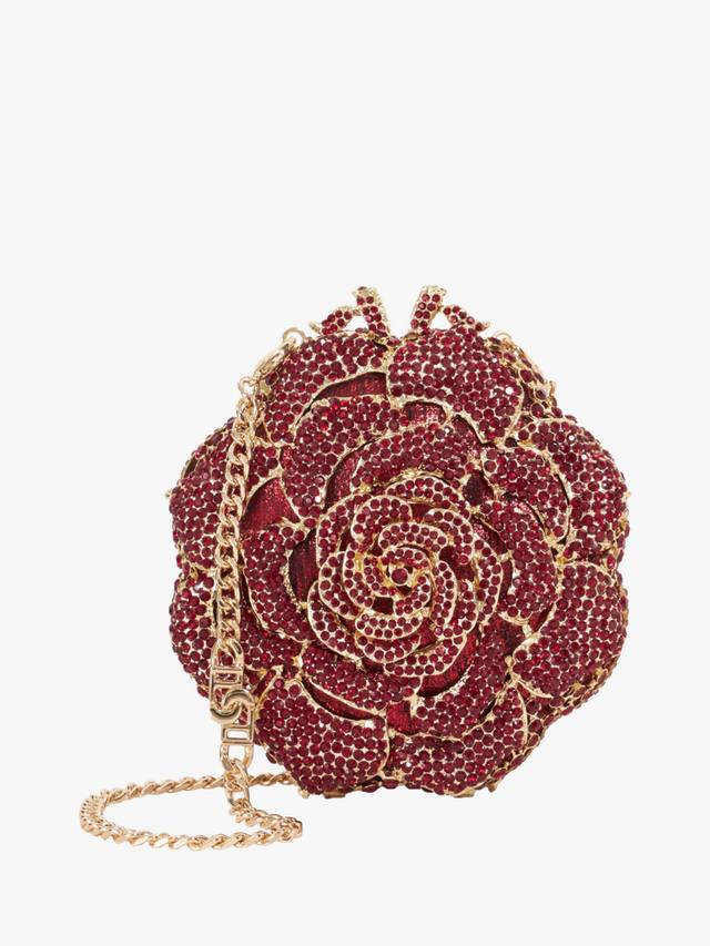 

Блестящая клатч-сумка Bling Base с цветочным принтом и стразами Dune London, Burgundy