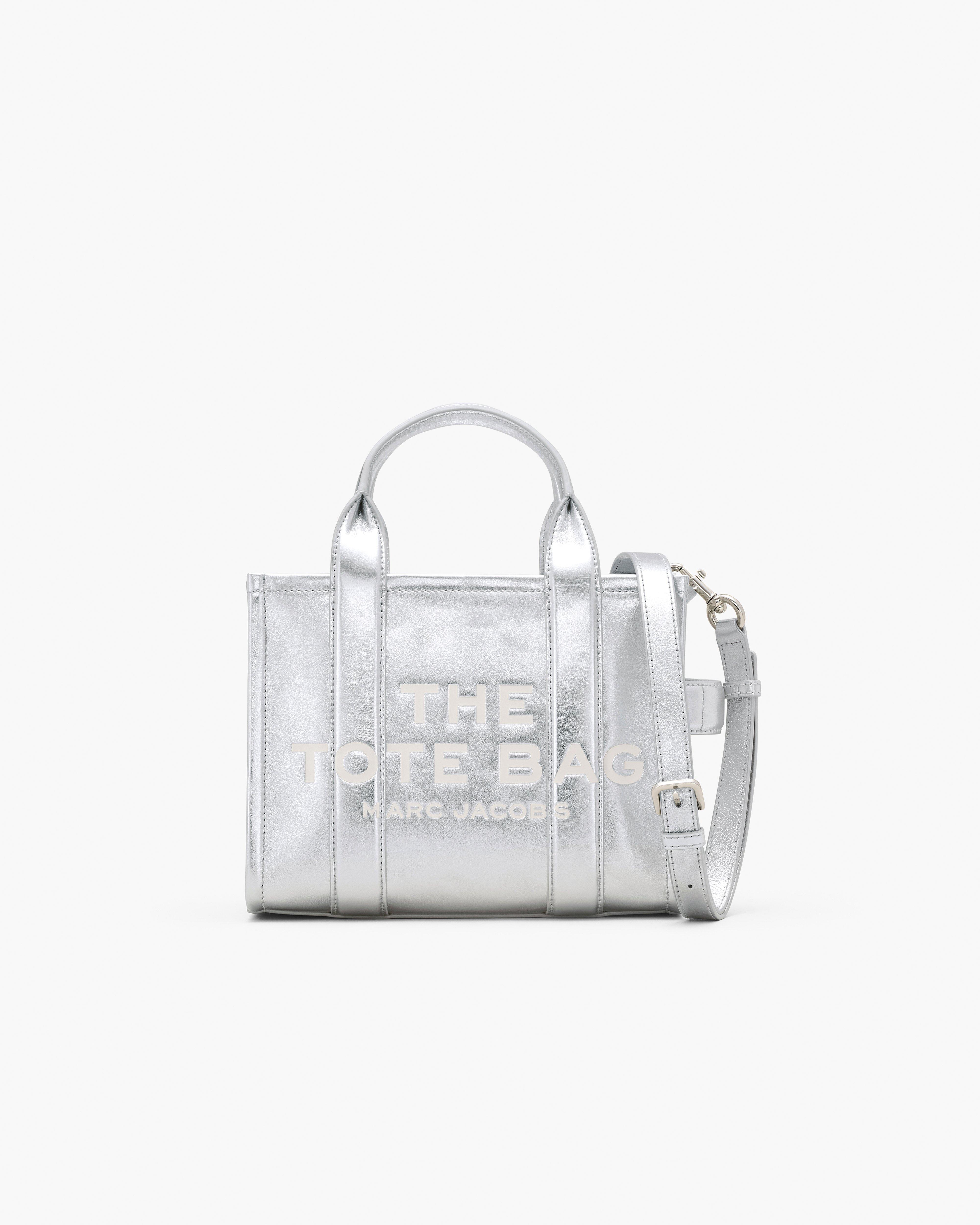 

Маленькая сумка-тоут из металлизированной кожи Marc Jacobs, цвет Metallic Silver