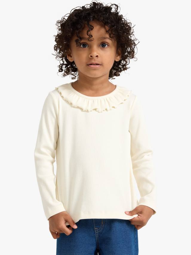 

Детская блузка с длинными рукавами и рюшами из хлопковой смеси Lindex, White