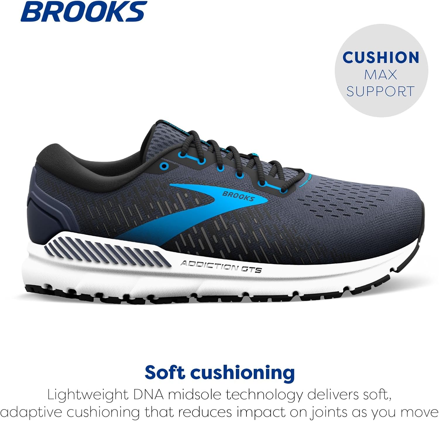 Мужские кроссовки для бега Brooks Addiction GTS 15 с поддержкой, черный/синий — фото 2