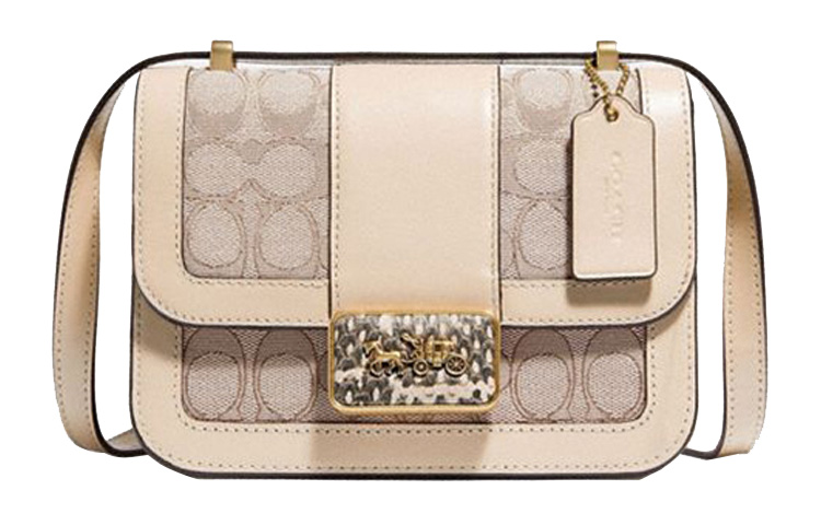 

Кожаная сумка-мессенджер Alie маленькая квадратная через плечо на плечо женская нуда монограмма COACH