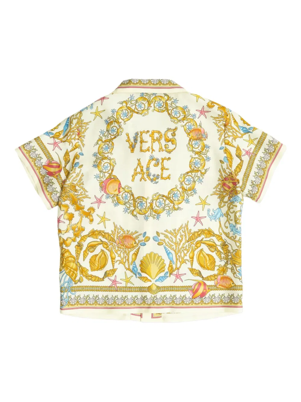 Рубашка с подводным барокко принтом Versace Kids, нейтральный — фото 2
