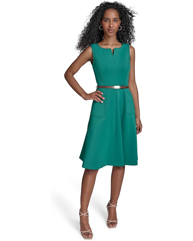 

Платье Calvin Klein Belted Scuba Fit And Flare, цвет Meadow