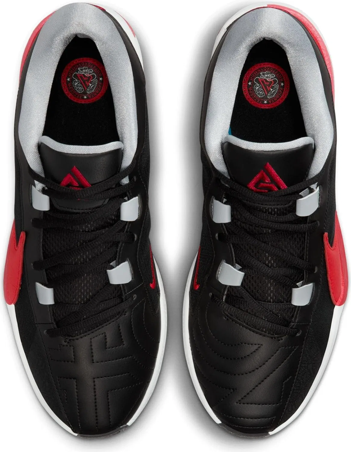 Мужские баскетбольные кроссовки Nike Zoom Freak 5, Black University Red Pure Platinum — фото 4