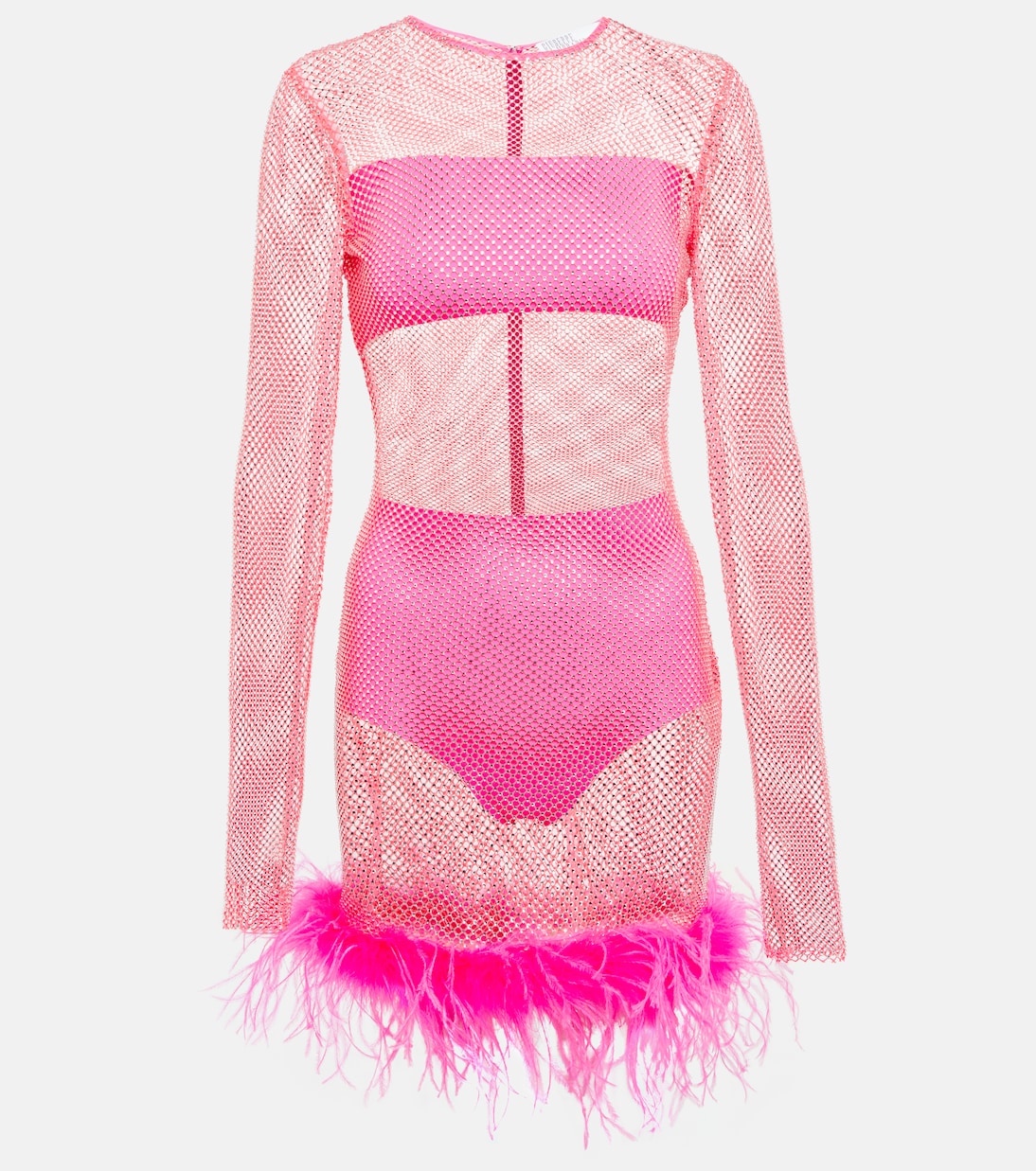 

Мини-платье с отделкой из перьев Giuseppe di Morabito, Mt Pink