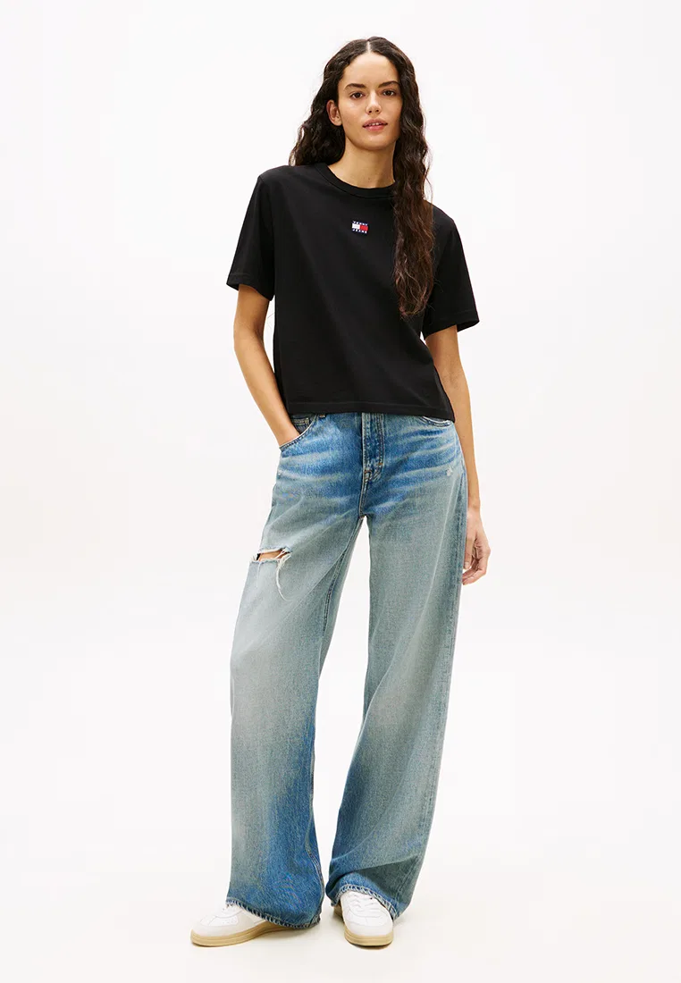 Футболка, свободный крой, Tommy Jeans Tommy Hilfiger, черный — фото 4