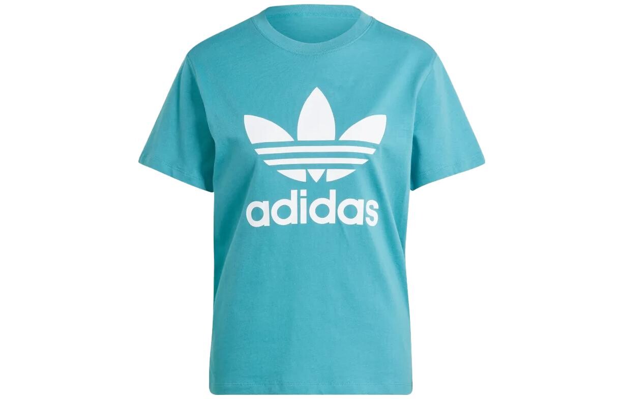 

Футболка с трилистником женская бирюзовая Adidas Originals