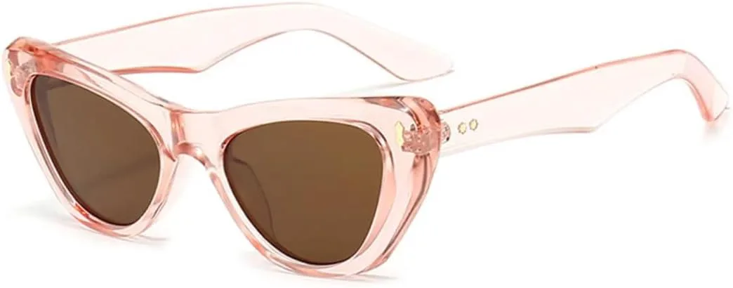 

Мужские солнцезащитные очки «кошачий глаз» в стиле ретро с заклепками, оранжево-голубые, с защитой от УФ-излучения UV400, модные женские очки UUPTTPL, Pink Tea