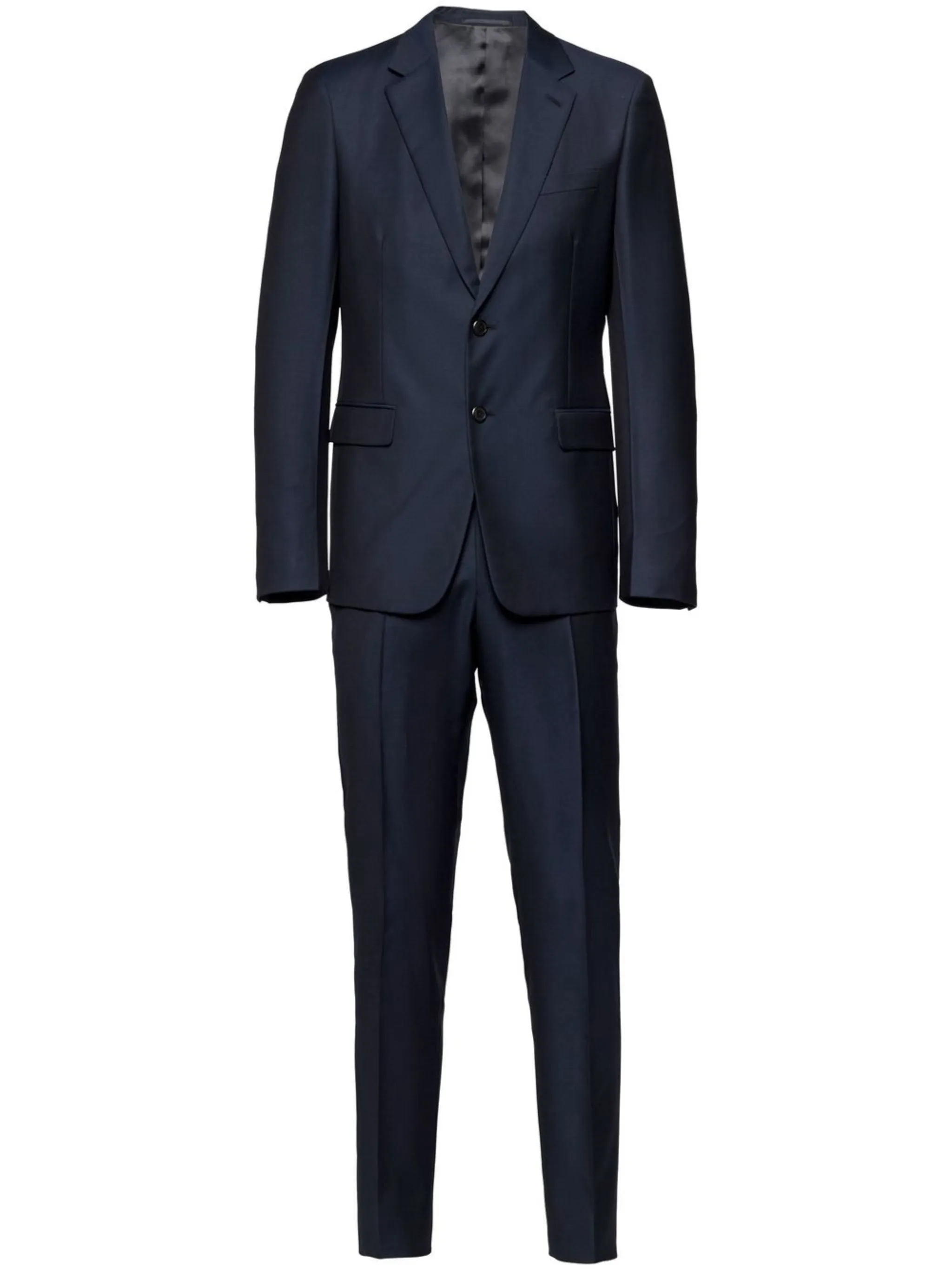 

Шерстяной костюм с однобортным пиджаком Prada, синий