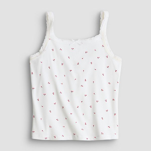 

Детская майка с кружевной отделкой для девочек 7-16 лет, размеры regular и plus So, White Cherry