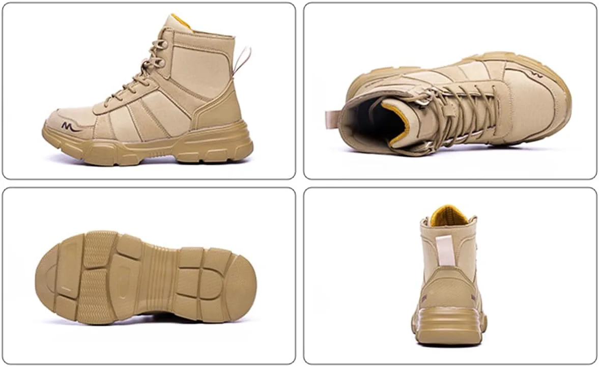 

Рабочие ботинки со стальным носком для мужчин и женщин, защитные кроссовки, легкие, дышащие, непрокалываемые, рабочие, промышленные, защитные кроссовки Generic, бежевый