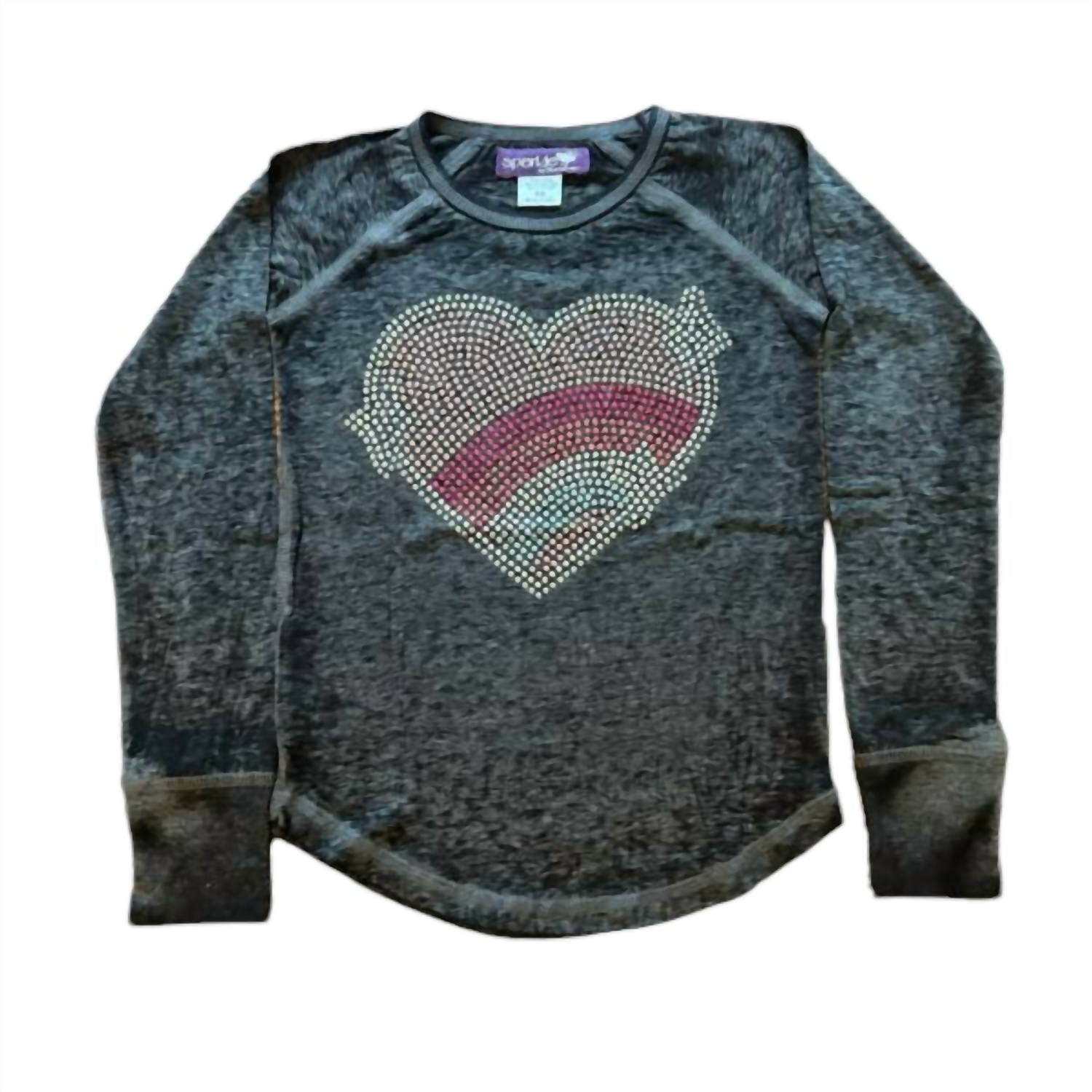

Детская футболка с длинным рукавом Heart Sparkle черного цвета с термозащитой Sparkle by Stoopher