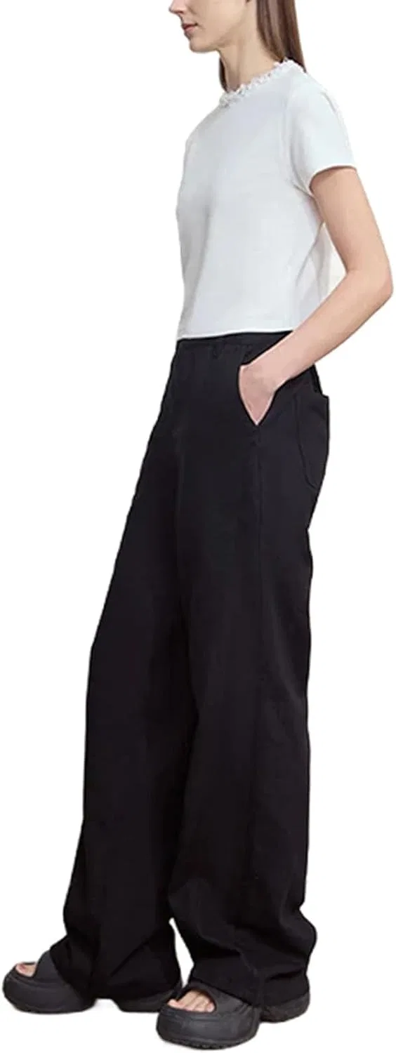 Джинсы свободные, Womens Wide Leg Jeans, черный