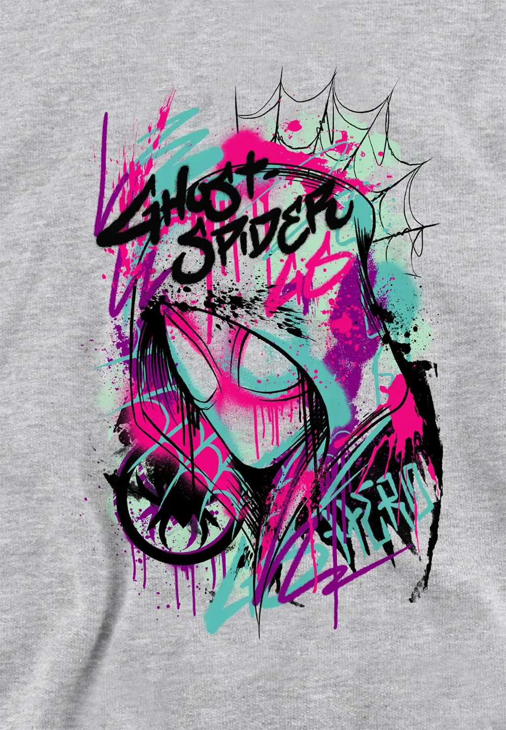 Детский худи Marvel Ghost Spider Gwen Graffiti Face, серый — фото 2