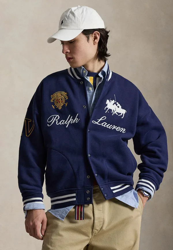Тяжелая флисовая бейсбольная куртка-бомбер Polo Ralph Lauren, Newport Navy