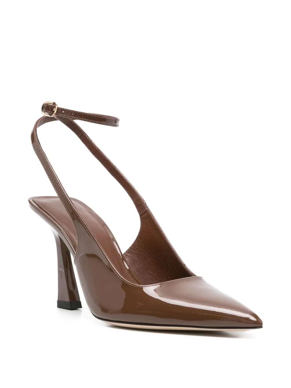 Туфли-лодочки из лакированной кожи с ремешком на щиколотке Stuart Weitzman, коричневый — фото 2