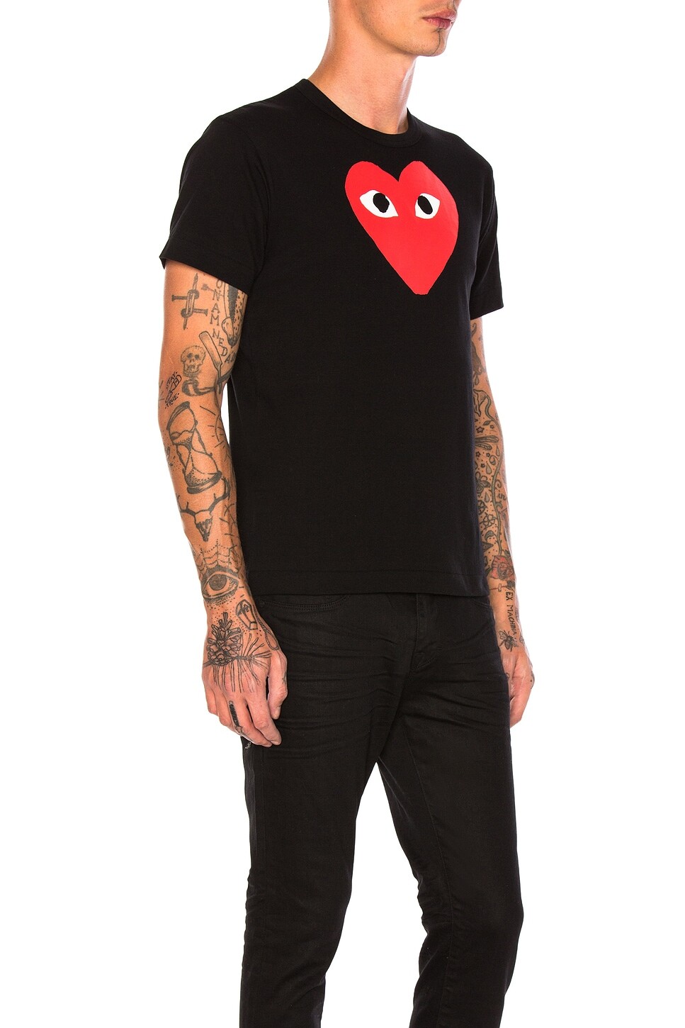 Хлопковая футболка с принтом «Красное сердце» Comme Des Garcons Play, черный — фото 2