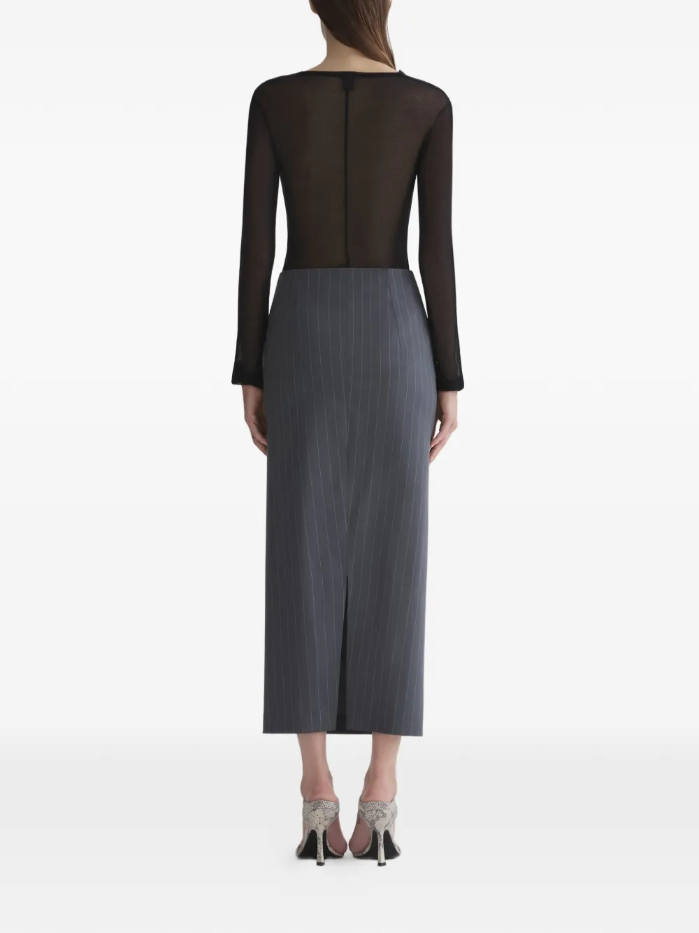 Прозрачный топ с длинными рукавами Mugler, черный — фото 4