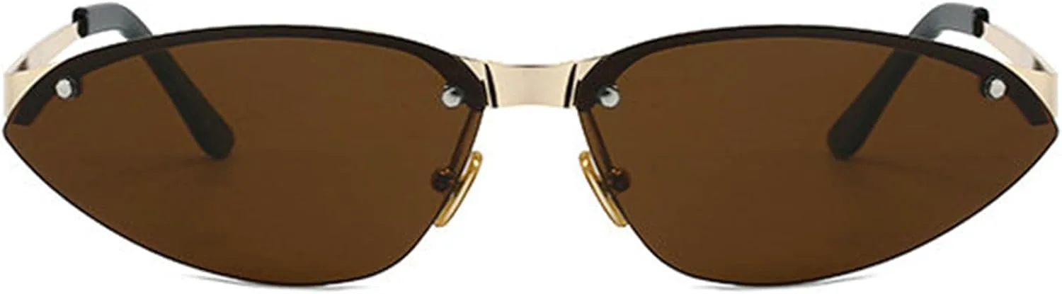 

Солнцезащитные очки «Кошачий глаз» для женщин, модные, маленькие, овальные, стильные, в металлической оправе, без оправы, с защитой от УФ-излучения UV400 helena, C4