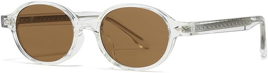 

Солнцезащитные очки UV400 с заклепками, овальной формы, в стиле панк, с леопардовым принтом, для женщин и мужчин, для бега и занятий спортом на открытом воздухе UYPTK, Clear Tea